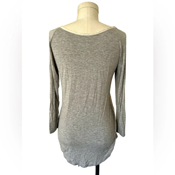 Market & Spruce Bernadette Lace Overlay Raglan Top, lace baseball tee size small - Picture 5 of 10